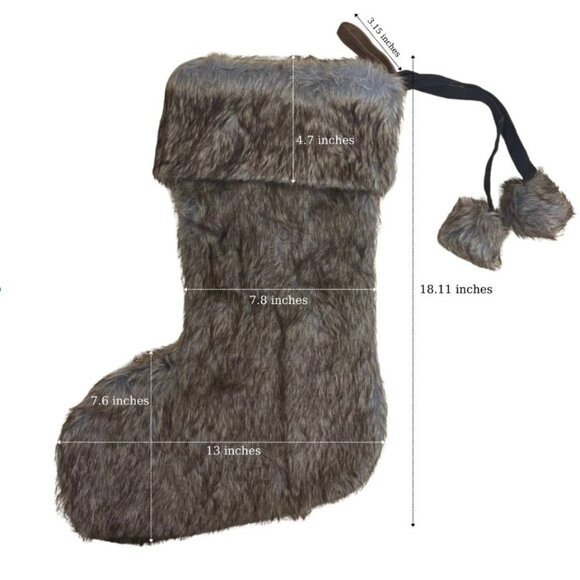 Long Faux Fur Christmas Stocking Woft - Personalized with Cutout Wood Name Tag - Picture 7 of 7
